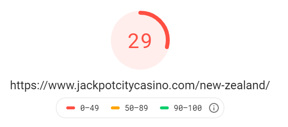 JackpotCity mobile page speed